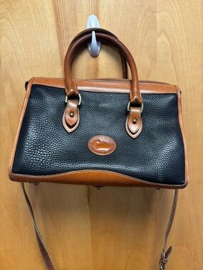 Dooney & Bourke Black and Brown Pebble Leather Satchel